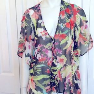 Chenault Floral High Low Swim Cover Up Size Small